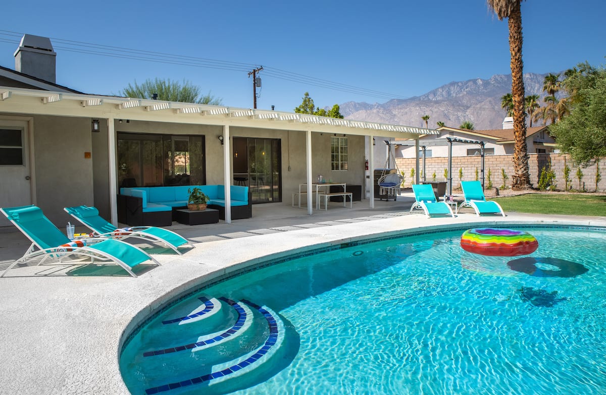 Palm Springs oasis at golden hour